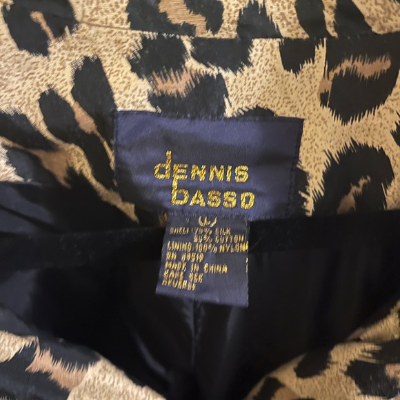 Dennis Basso Animal Print Jacket Silk blend size L 3 button close - Picture 6 of 6